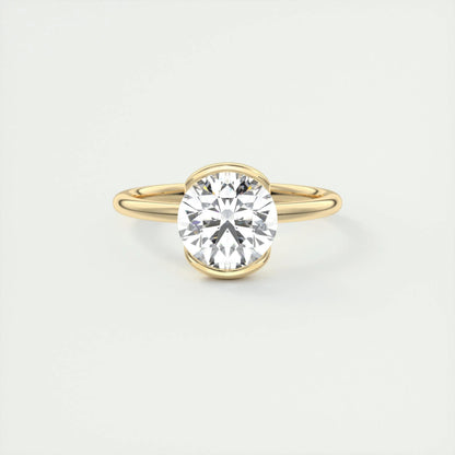 2.0 CT Round Cut Half Bezel Solitaire Moissanite Engagement Ring 8