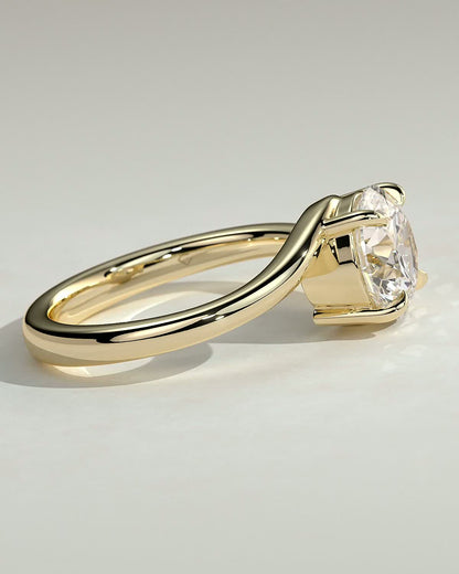 Round Swirl Solitaire Lab Grown Diamond Engagement Ring