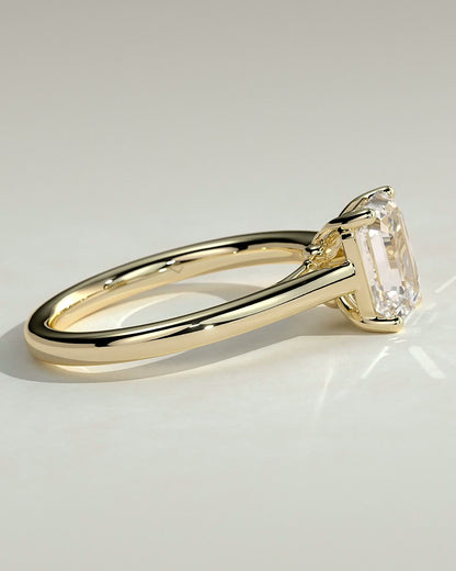 Emerald Solitaire & Cathedral Lab Grown Diamond Engagement Ring