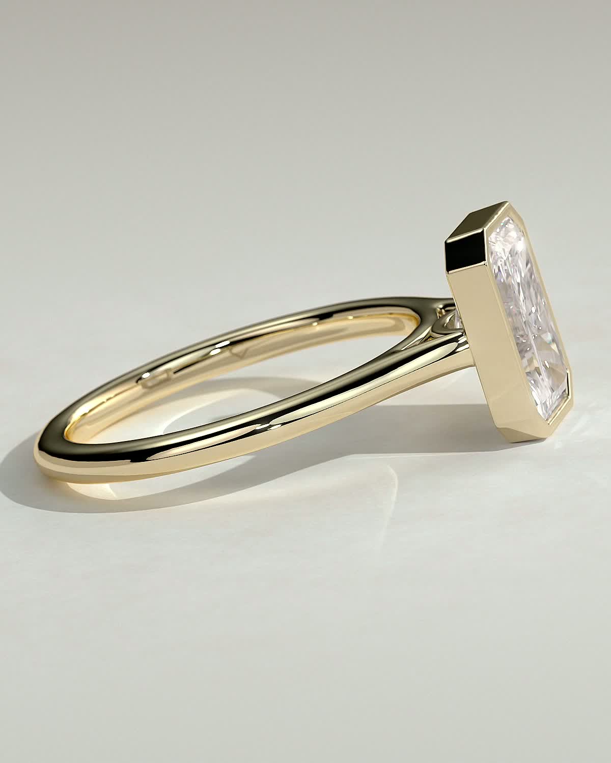 Radiant Bezel Solitaire Lab Grown Diamond Engagement Ring