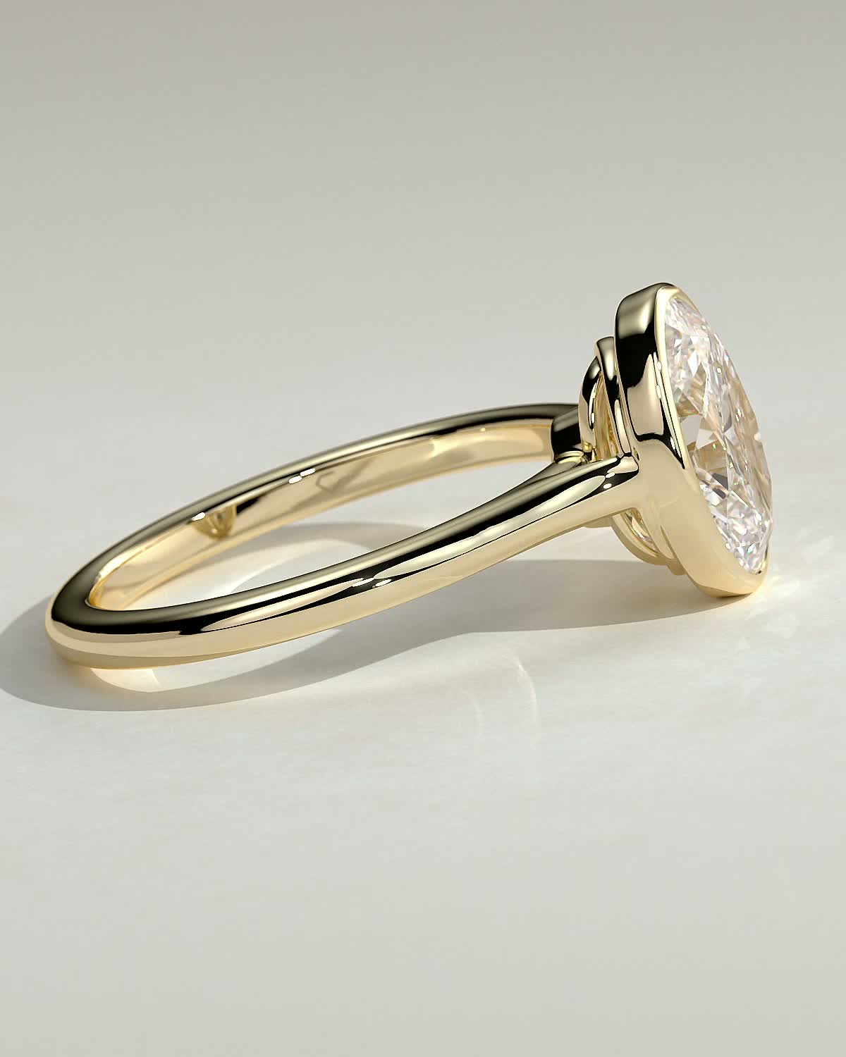 Oval Bezel Solitaire Lab Grown Diamond Engagement Ring