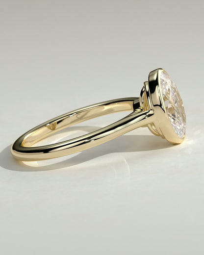 Oval Bezel Solitaire Lab Grown Diamond Engagement Ring
