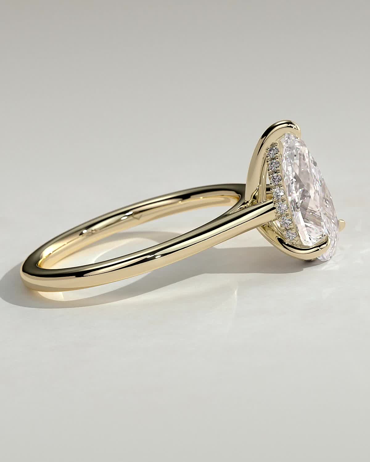 Pear Hidden Halo Lab Grown Diamond Engagement Ring