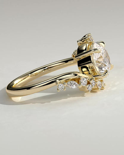 Round Swirl Cluster Lab Grown Diamond Engagement Ring