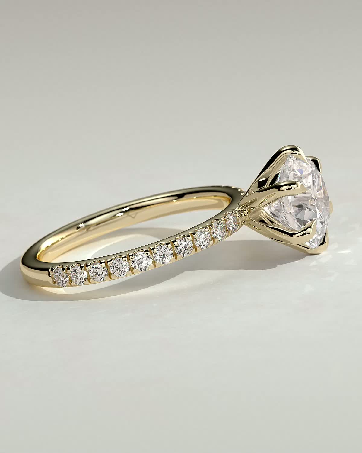 Round Pave Lab Grown Diamond Engagement Ring