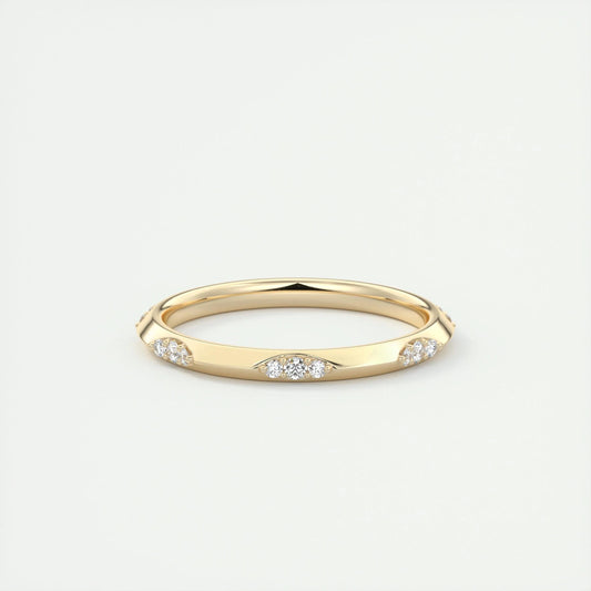 0.09 CT Emerald Lace Style CVD EF/VVS Diamond Wedding Band 6
