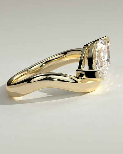 Marquise Swirl Solitaire Lab Grown Diamond Engagement Ring