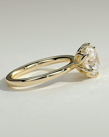 Round Tulip Prongs Solitaire Lab Grown Diamond Engagement Ring