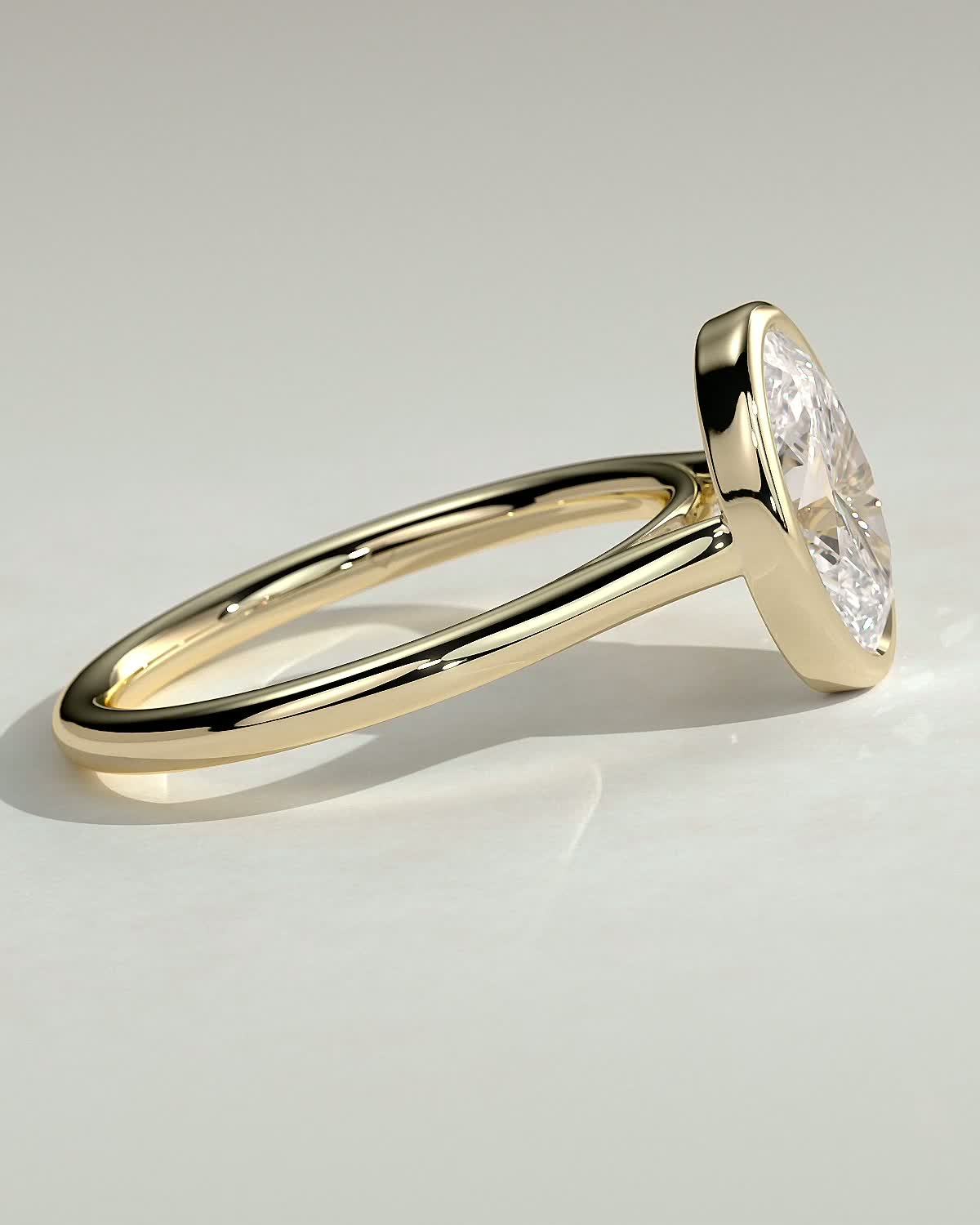 Oval Solitaire Bezel Lab Grown Diamond Engagement Ring