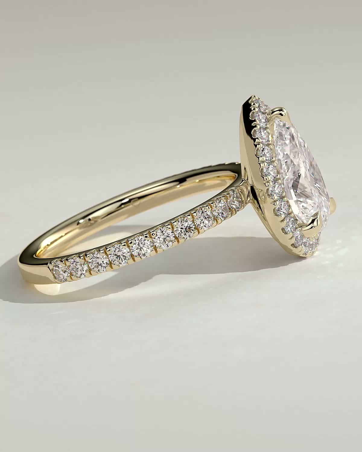 Pear Halo and Pave Lab Grown Diamond Engagement Ring