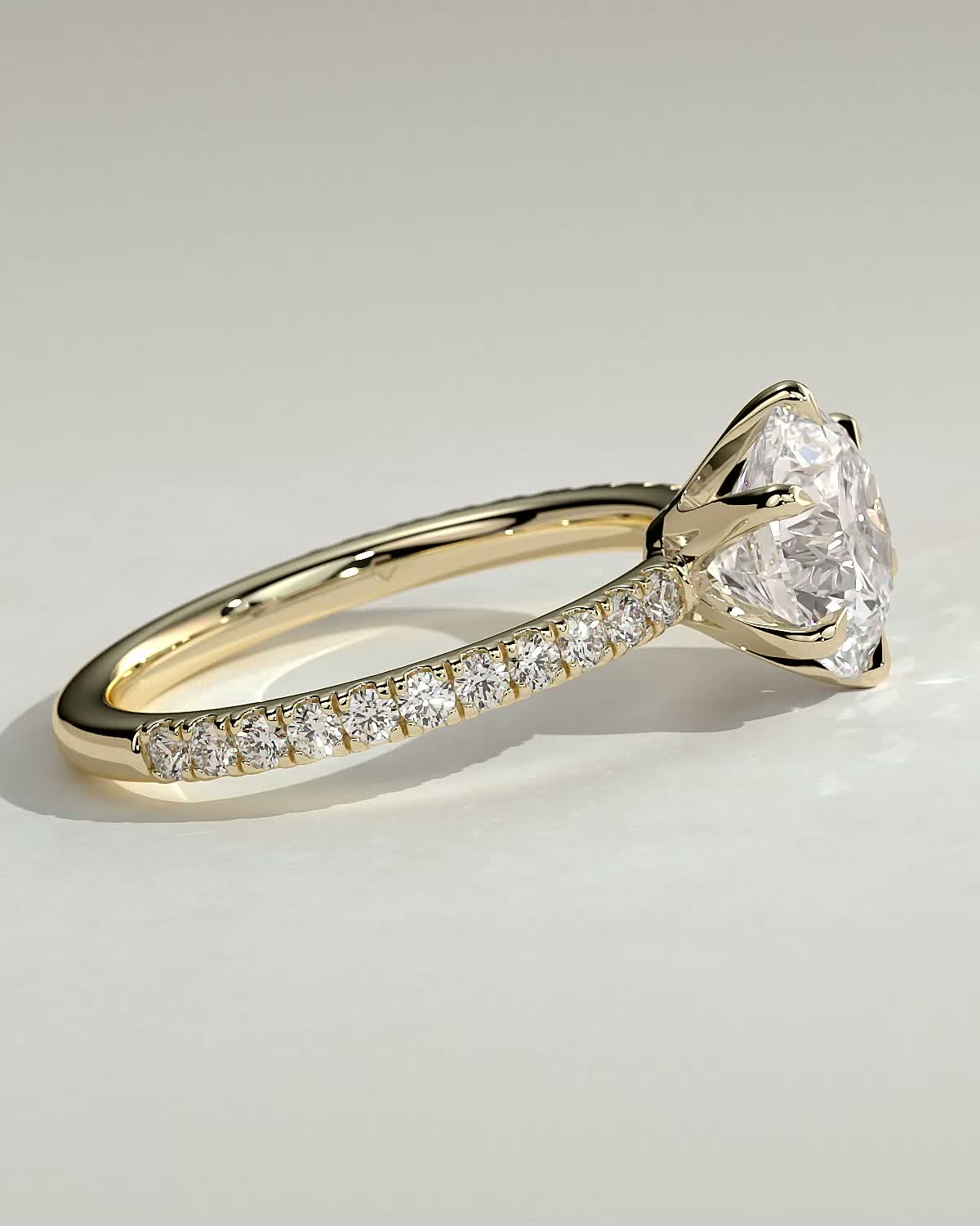 Round Pave Lab Grown Diamond Engagement Ring