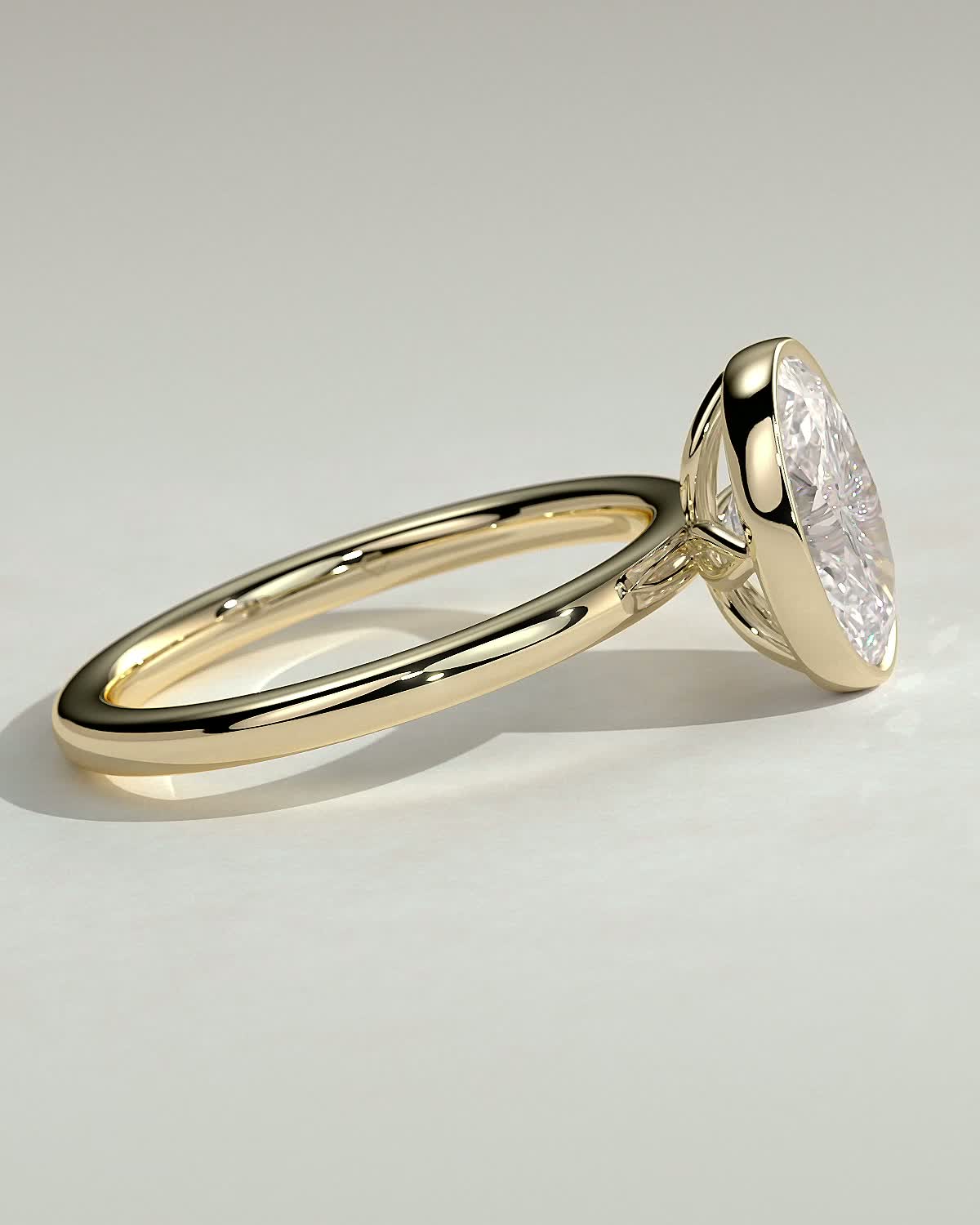 Oval Solitaire & Bezel Lab Grown Diamond Engagement Ring