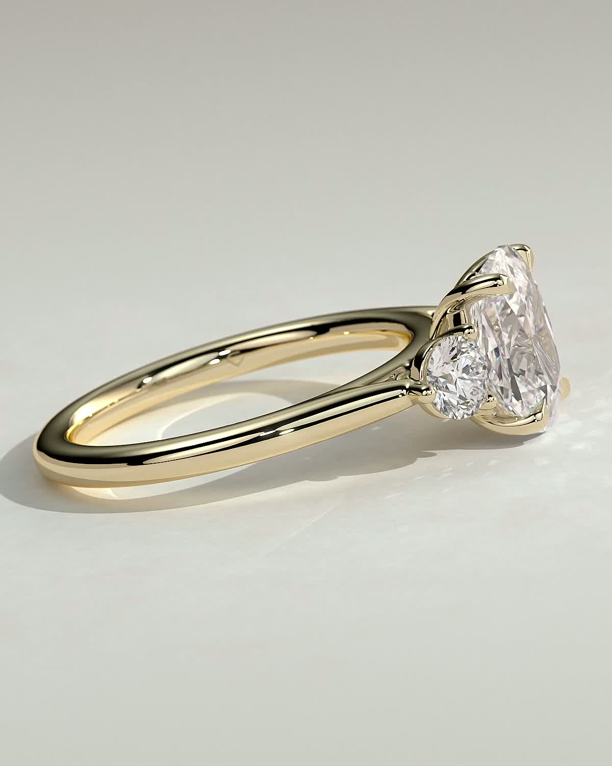 Elongated Cushion Three Stones Lab Grown Diamond Engagement Ring