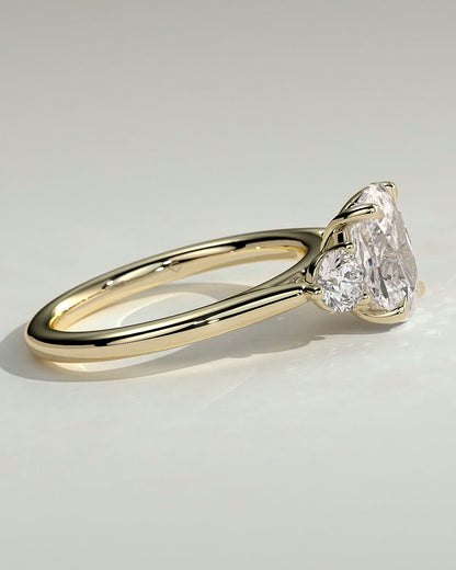 Elongated Cushion Three Stones Lab Grown Diamond Engagement Ring