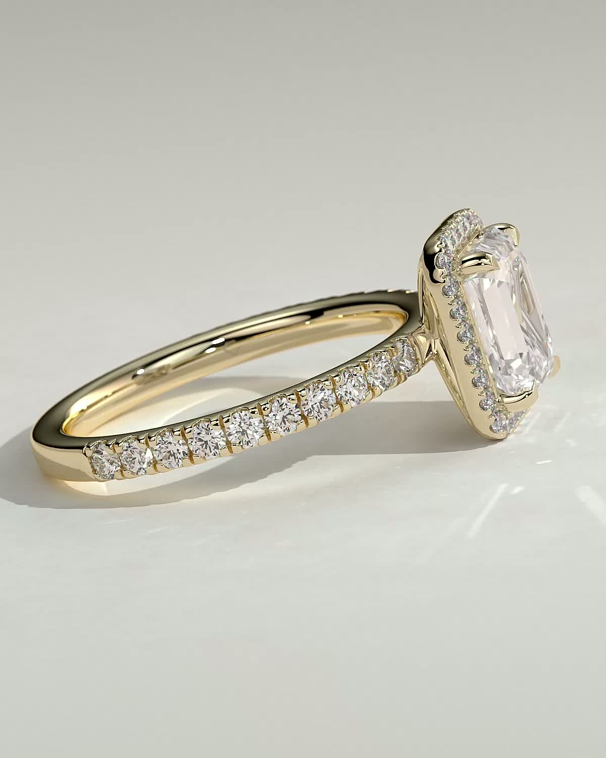 Emerald Halo and Pave Lab Grown Diamond Engagement Ring