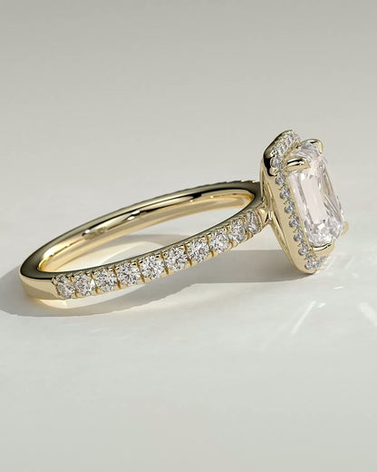 Emerald Halo and Pave Lab Grown Diamond Engagement Ring