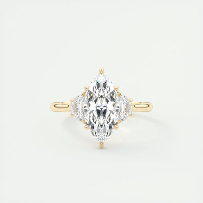 1.98 CT Marquise Cut Three Stone Moissanite Engagement Ring 8
