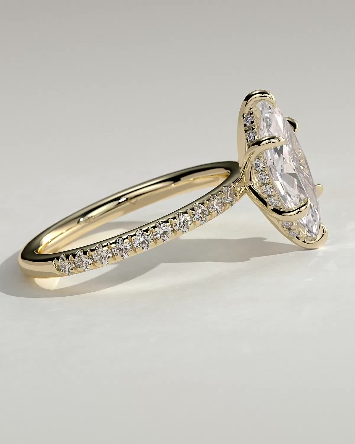 Marquise Pave and Hidden Halo Lab Grown Diamond Engagement Ring