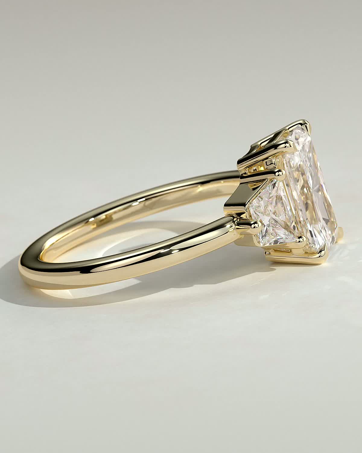 Radiant Three Stones Lab Grown Diamond Engagement Ring