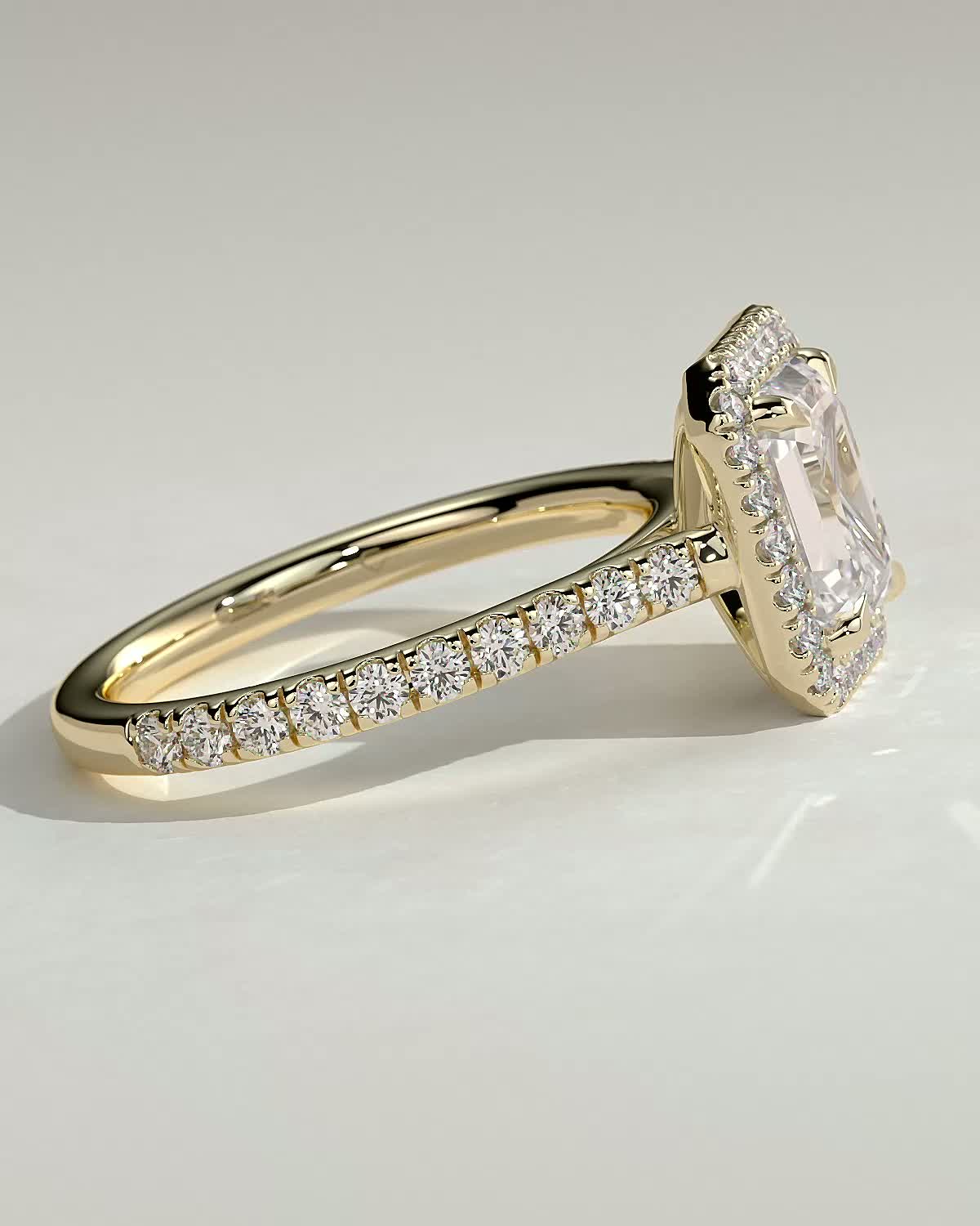 Emerald Halo and Pave Lab Grown Diamond Engagement Ring