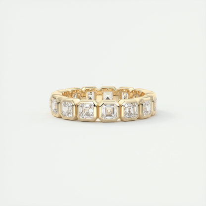 2.25 Asscher Cut Full Bezel Setting Moissanite Bridal Wedding Band 6