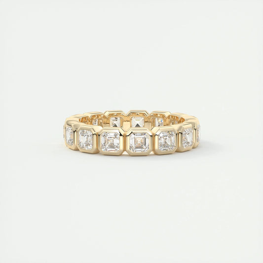 2.25 Asscher Cut Full Bezel Setting Moissanite Bridal Wedding Band 6