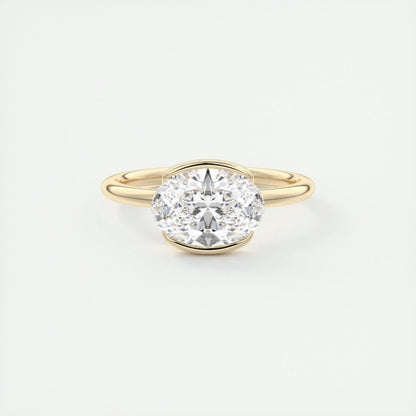 1.91 CT Oval Half Bezel Solitaire Moissanite Engagement Ring 8