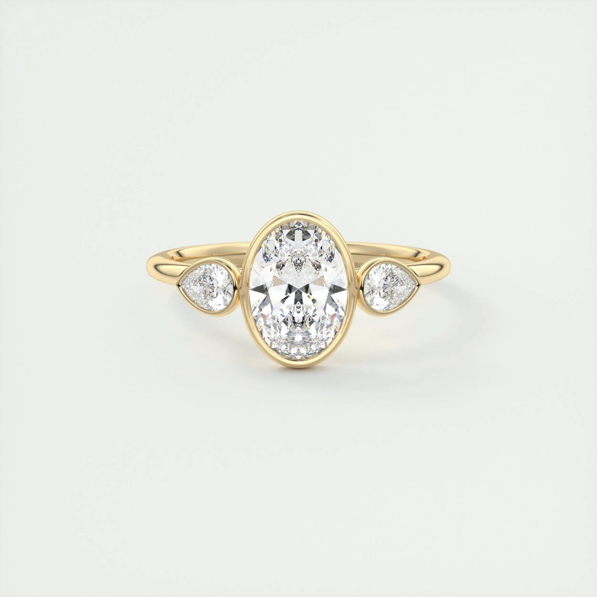 1.91 CT Oval Cut Bezel 3 Stone Moissanite Engagement Ring 9