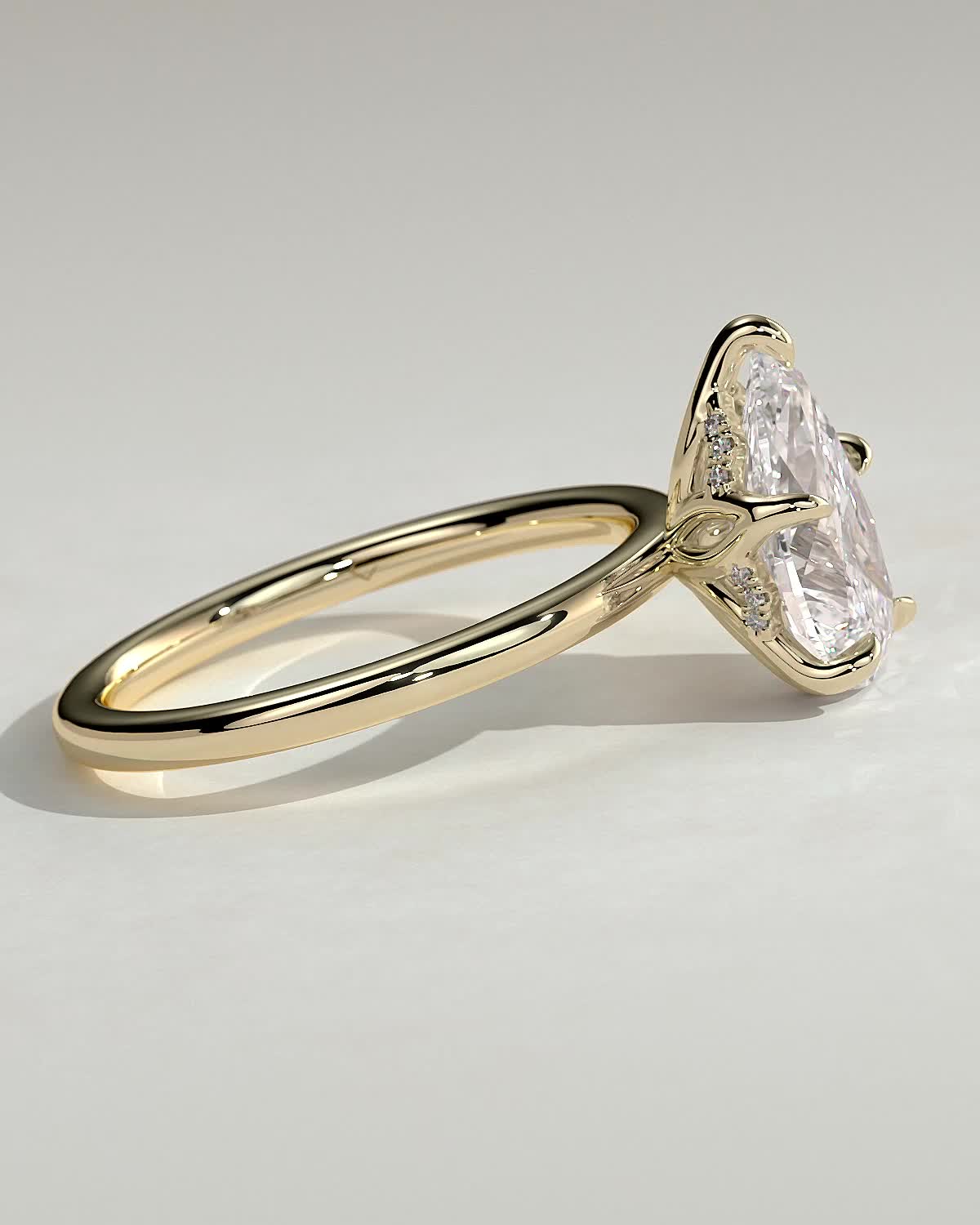 Pear Hidden Halo Lab Grown Diamond Engagement Ring