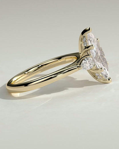 Marquise Three Stones & Hidden Halo Lab Grown Diamond Engagement Ring