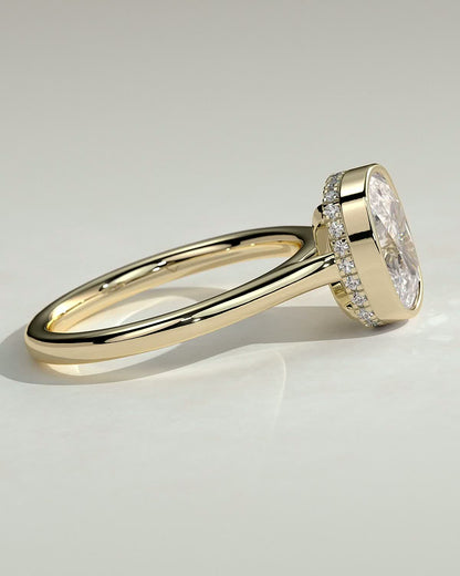 Elongated Cushion Bezel & Hidden Halo Lab Grown Diamond Engagement Ring