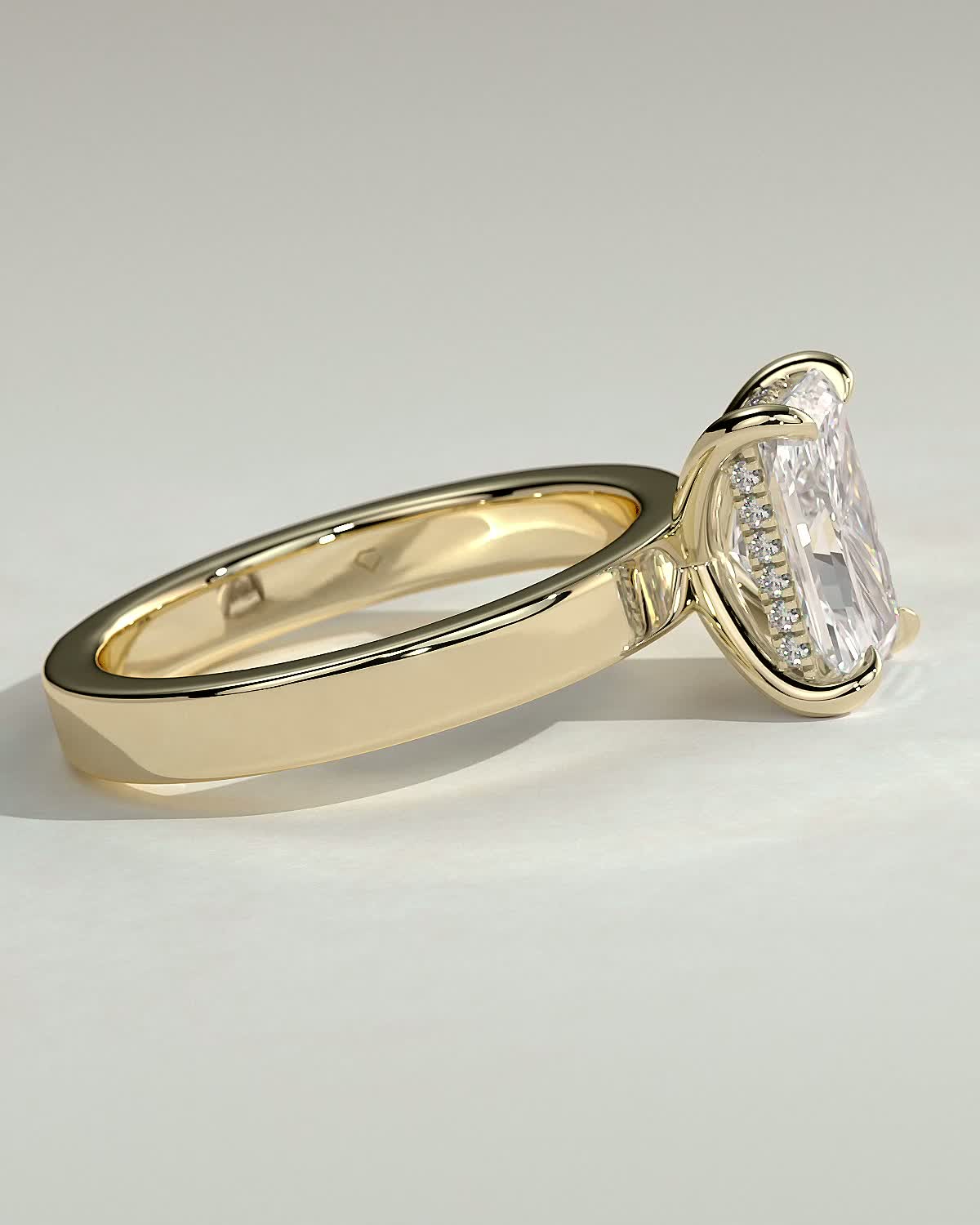 Radiant Bold Hidden Halo Lab Grown Diamond Engagement Ring