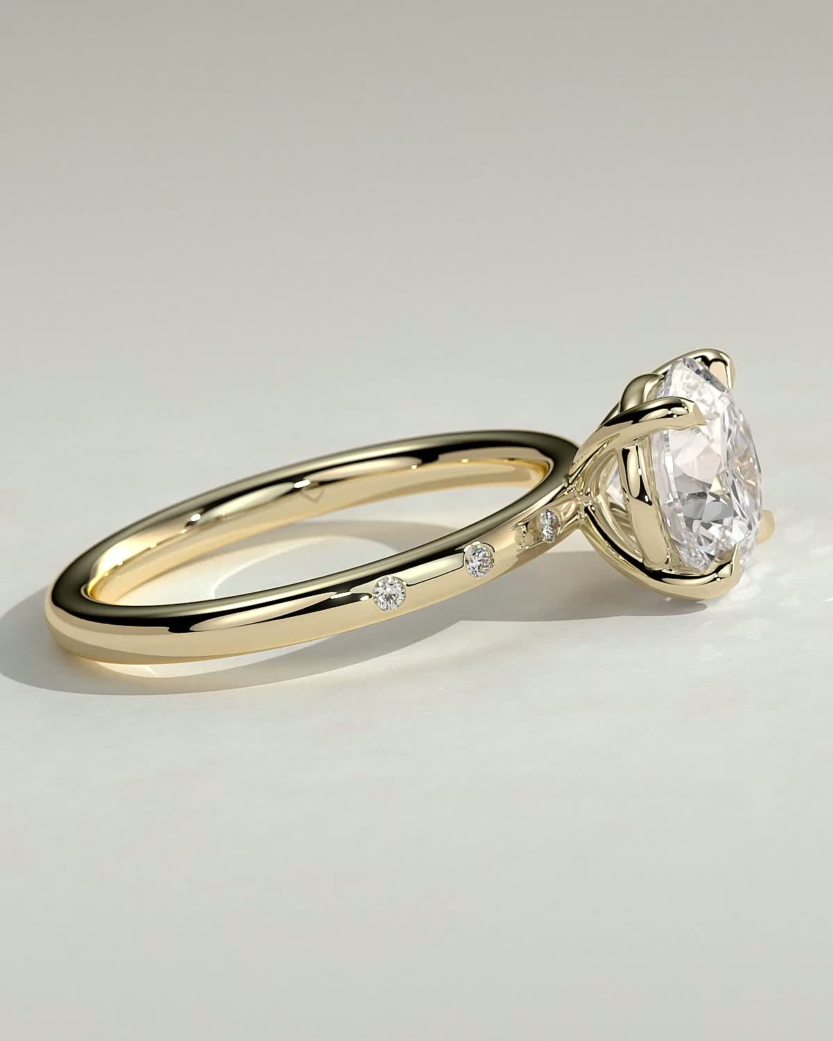 Round Dainty Pave Lab Grown Diamond Engagement Ring