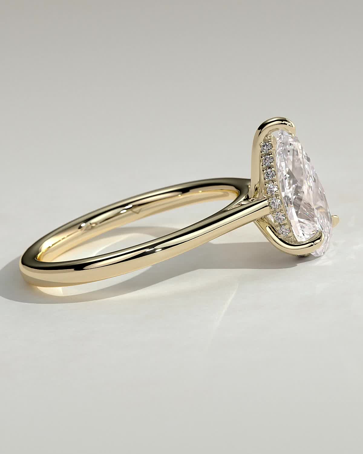 Pear Cathedral & Hidden Halo Lab Grown Diamond Engagement Ring