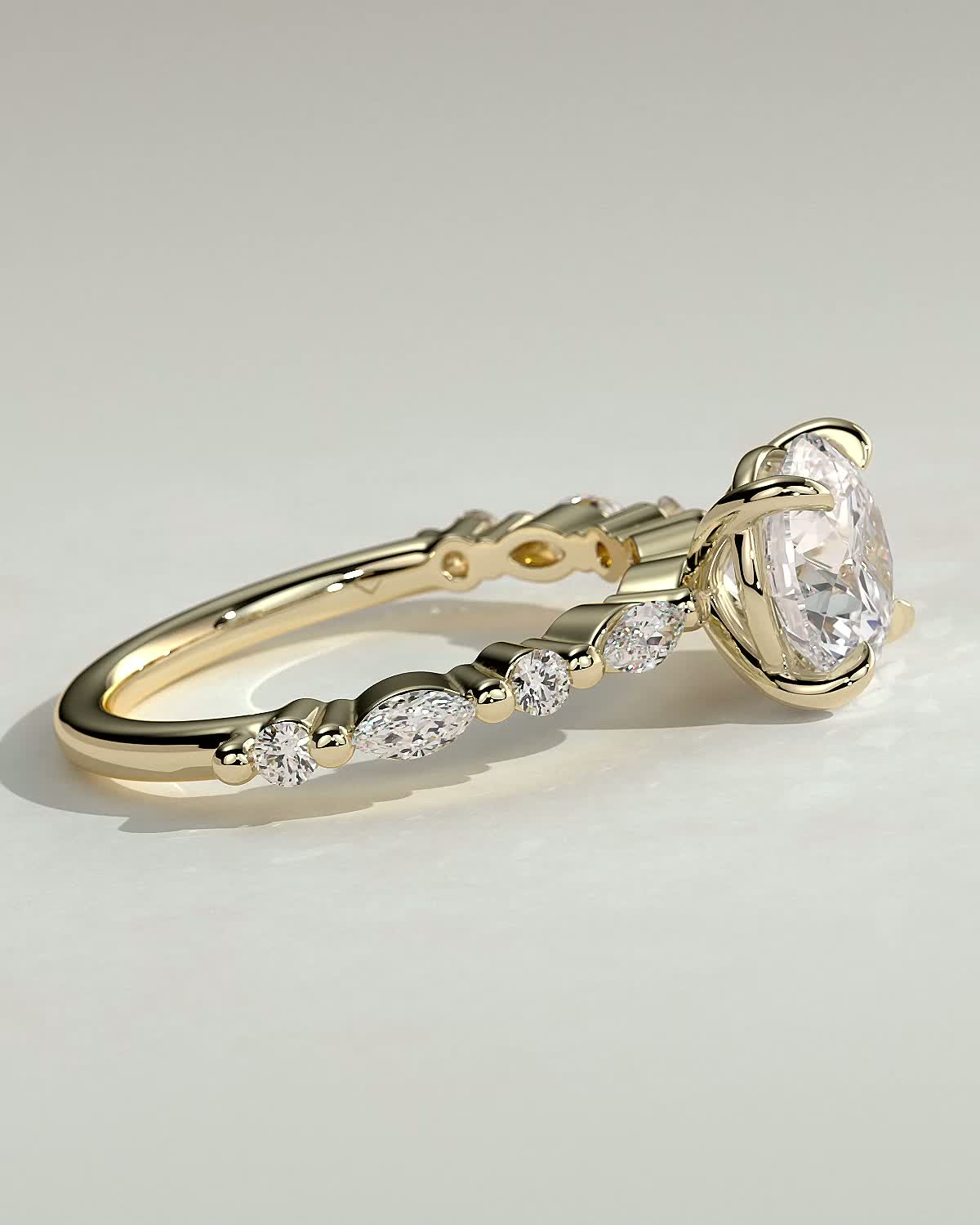 Round Pave Lab Grown Diamond Engagement Ring