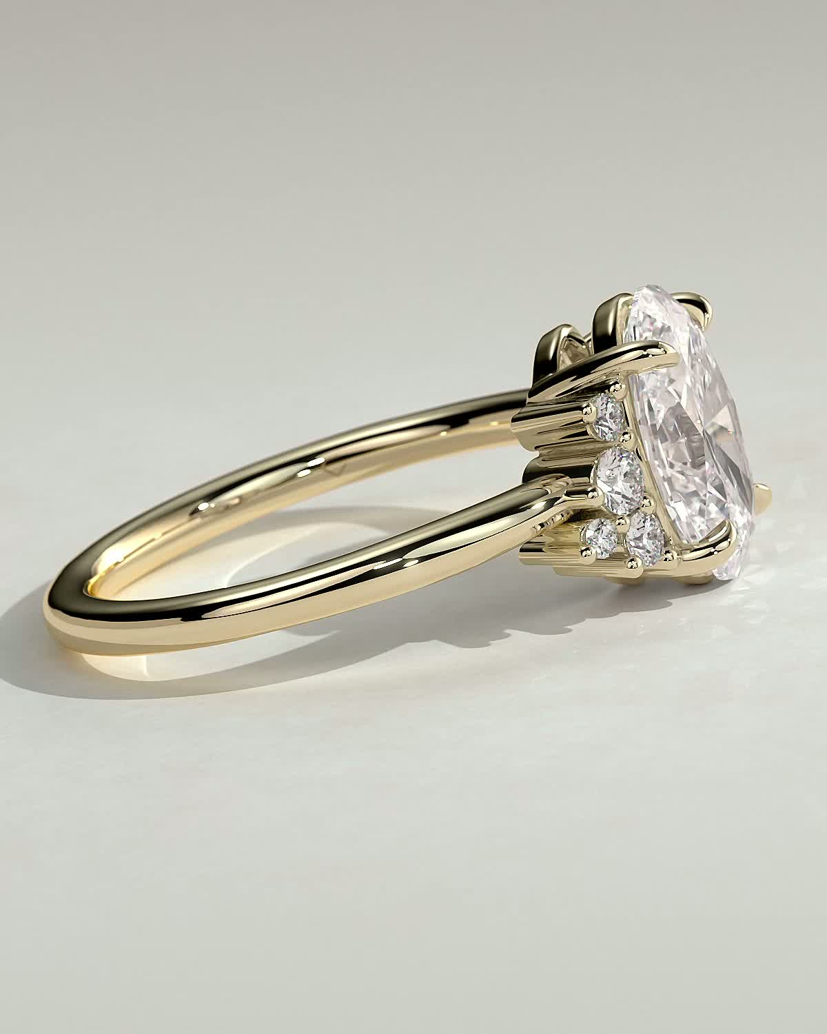 Oval Cluster Lab Grown Diamond Engagement Ring