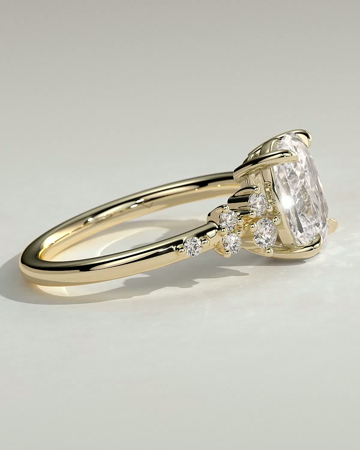 Elongated Cushion Cluster Lab Grown Diamond Engagement Ring