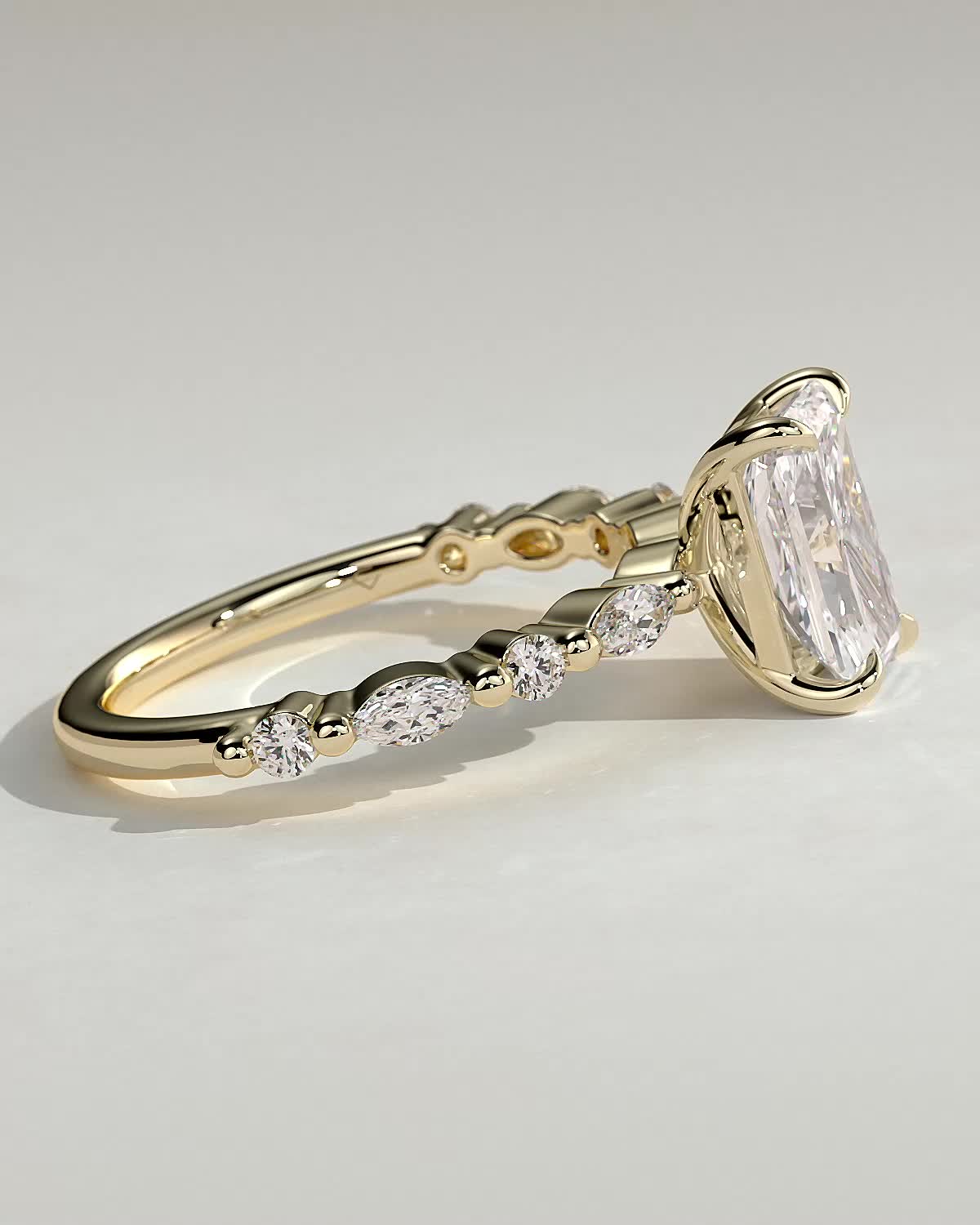 Radiant Alternating Pave Lab Grown Diamond Engagement Ring