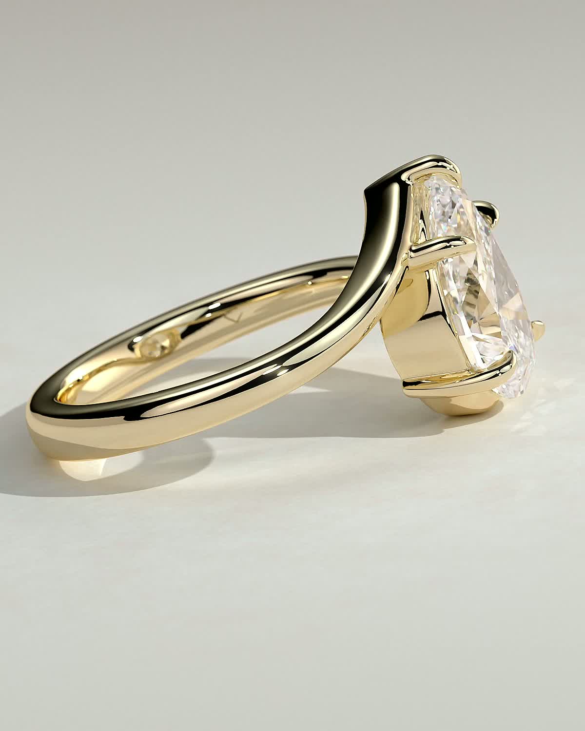 Pear Swirl Solitaire Lab Grown Diamond Engagement Ring