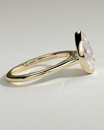 Pear Solitaire Bezel Lab Grown Diamond Engagement Ring