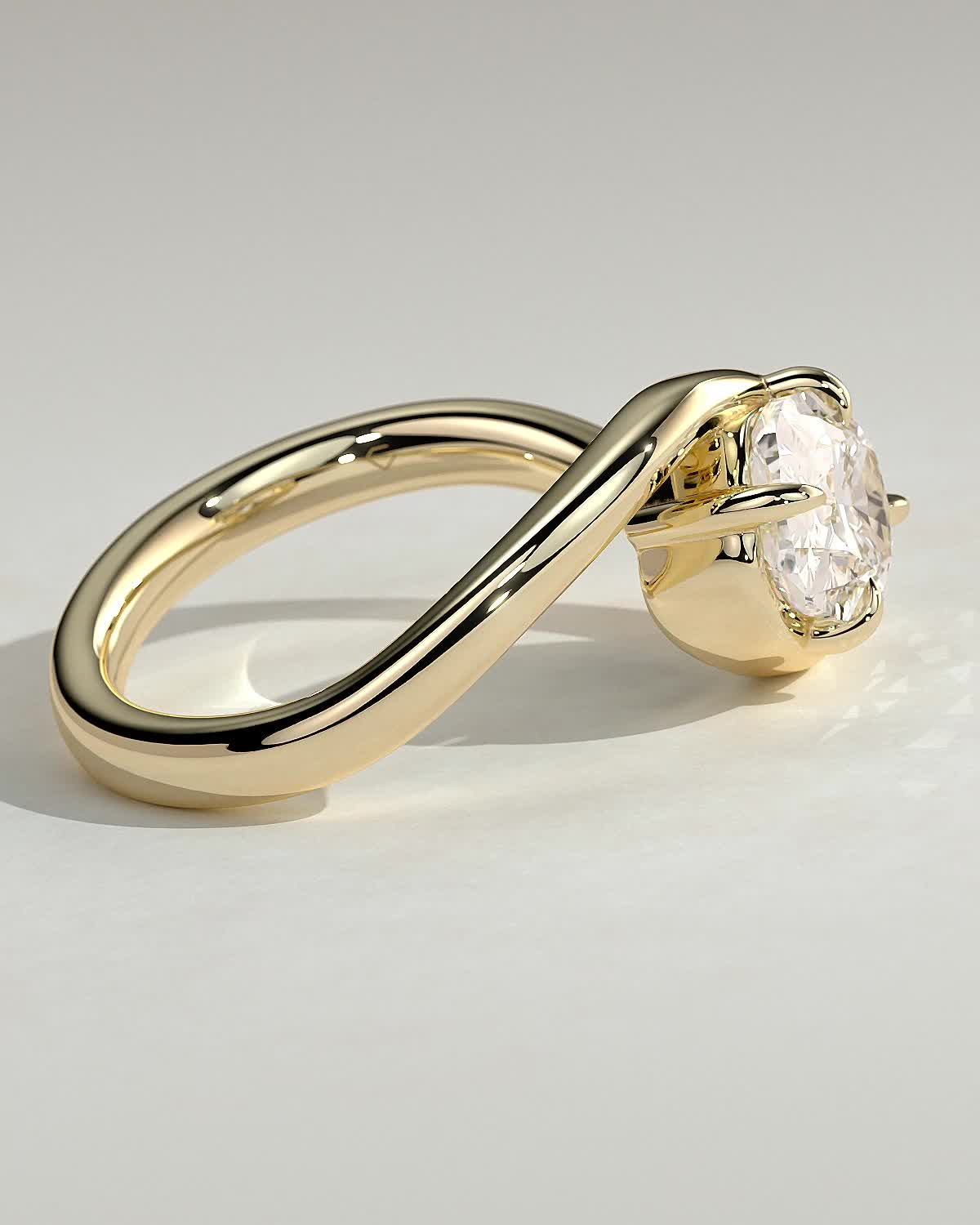 Elongated Cushion Swirl Solitaire Lab Grown Diamond Engagement Ring