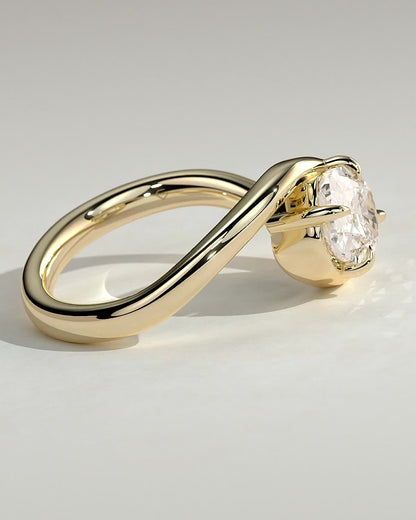 Elongated Cushion Swirl Solitaire Lab Grown Diamond Engagement Ring