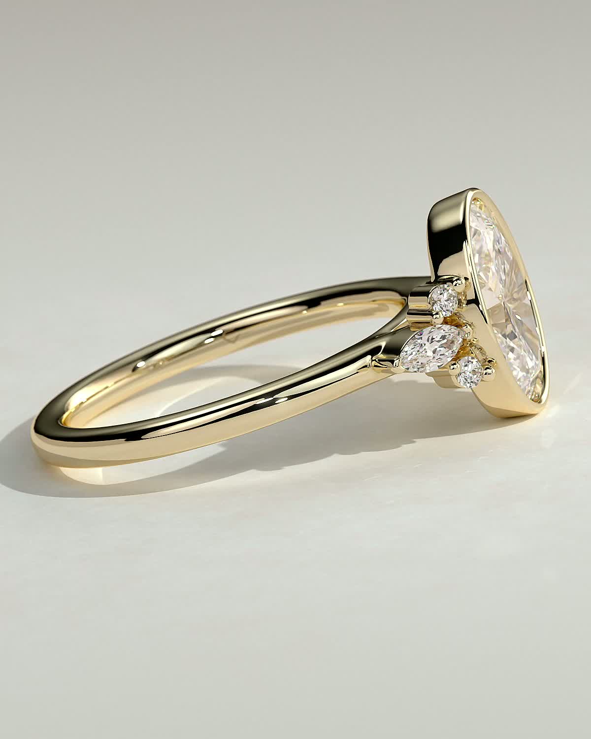 Oval Bezel Cluster Lab Grown Diamond Engagement Ring