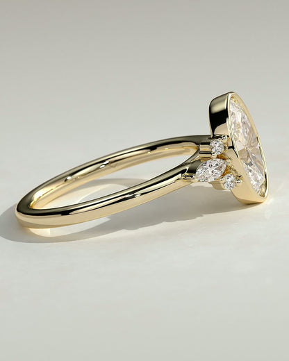 Oval Bezel Cluster Lab Grown Diamond Engagement Ring