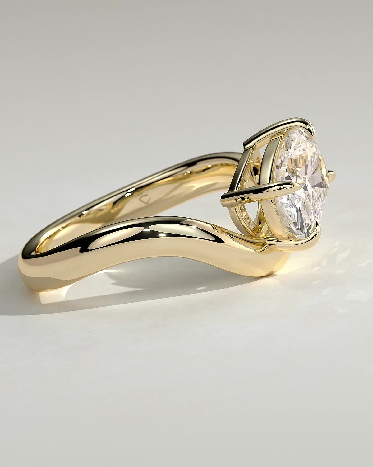 Elongated Cushion Swirl Solitaire Lab Grown Diamond Engagement Ring