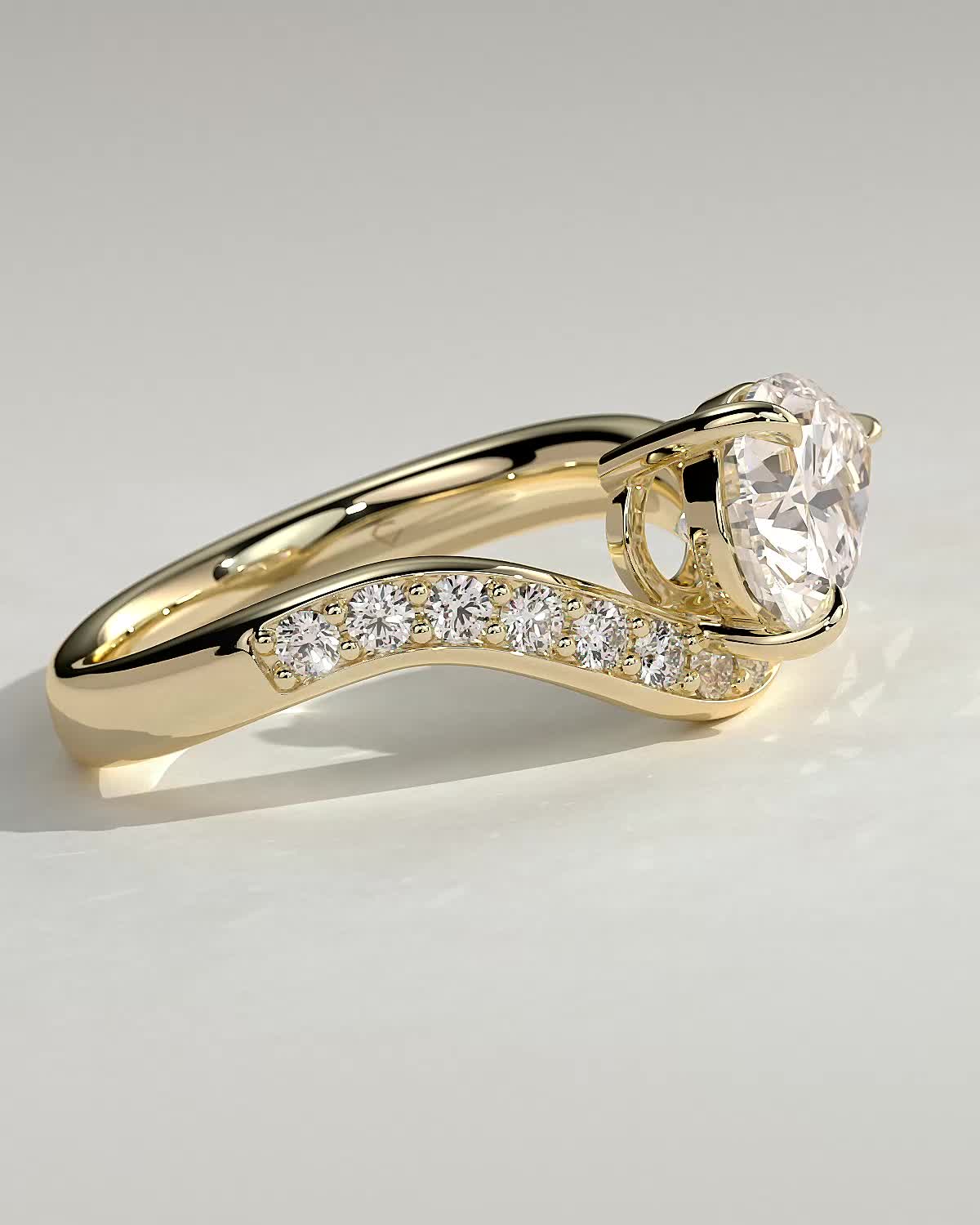 Pear Swirl East West Pave Lab Grown Diamond Engagement Ring