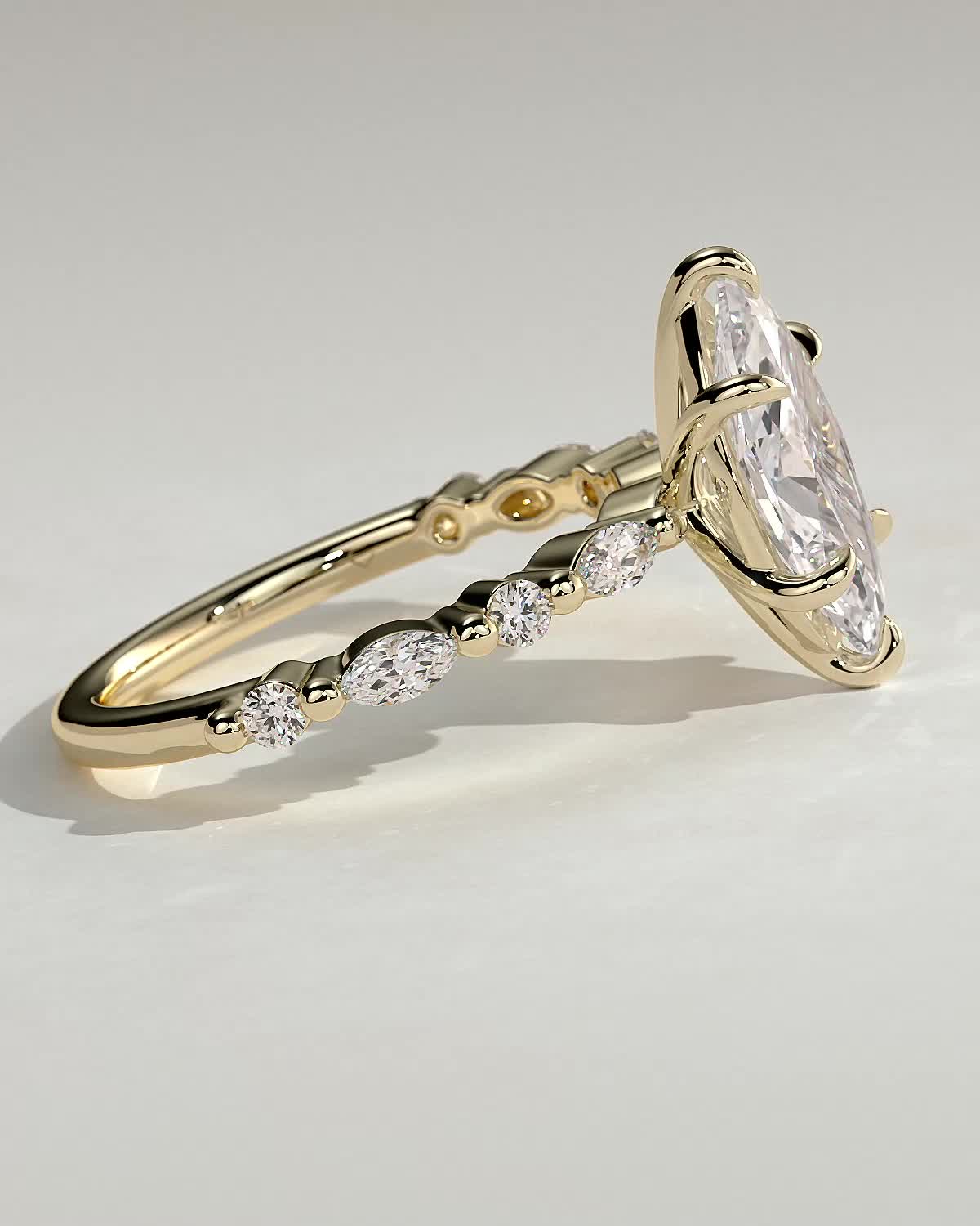 Marquise Alternating Pave Lab Grown Diamond Engagement Ring