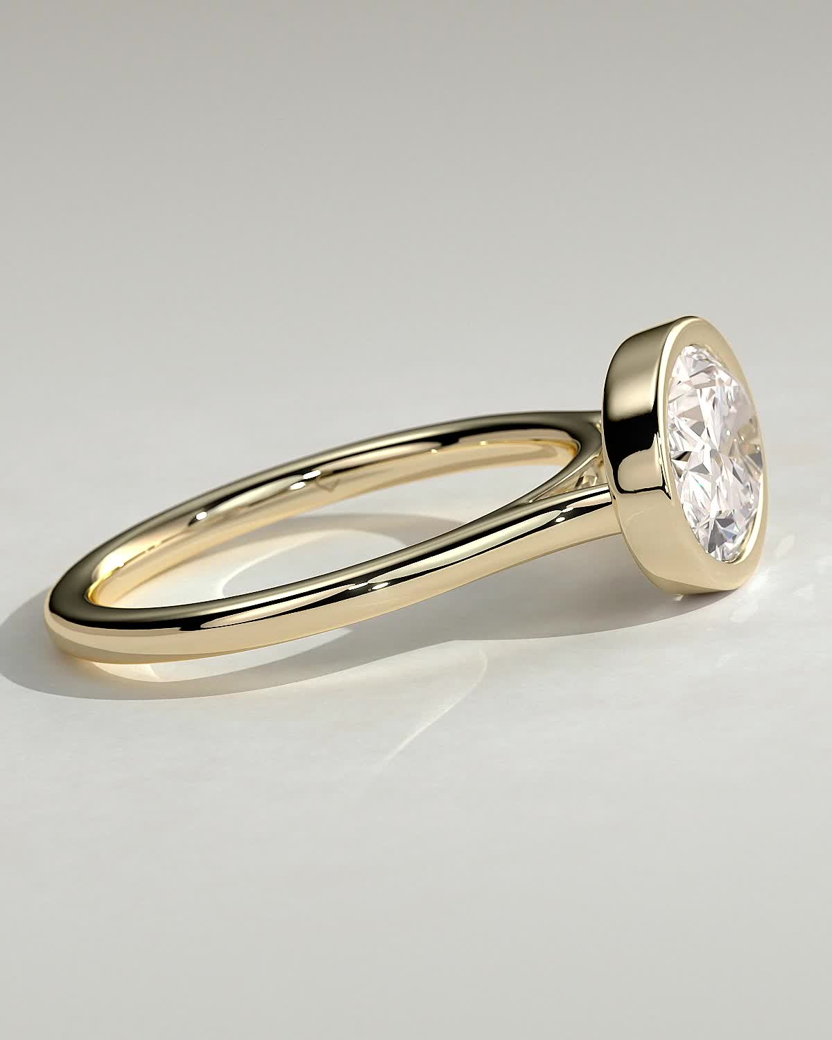 Oval Bezel East West Solitaire Lab Grown Diamond Engagement Ring