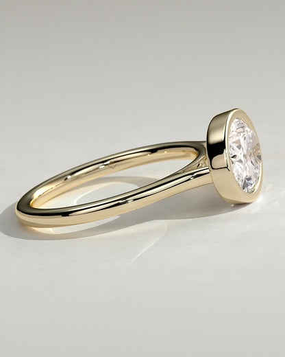 Oval Bezel East West Solitaire Lab Grown Diamond Engagement Ring