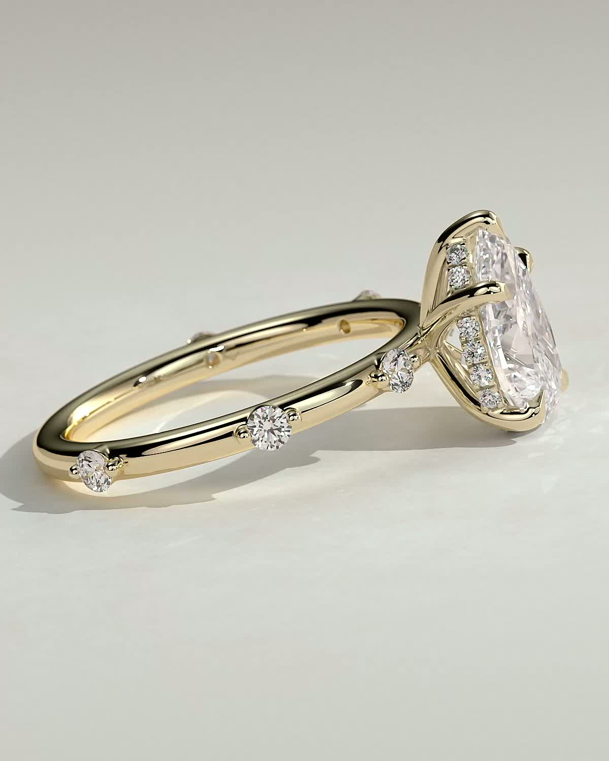 Pear Hidden Halo and Dainty Pave Lab Grown Diamond Engagement Ring